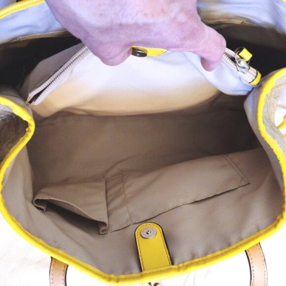 Coach Signature C Stripe Tote & Wristlet in Yellow Double Bundle, EUC - Picture 11 of 15